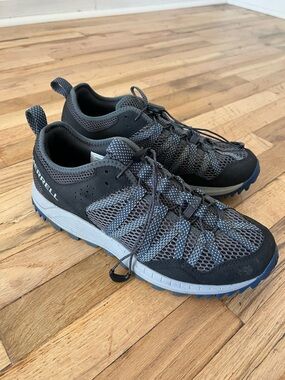 Merrell Charcoal and Blue Mesh Hiking Sneakers